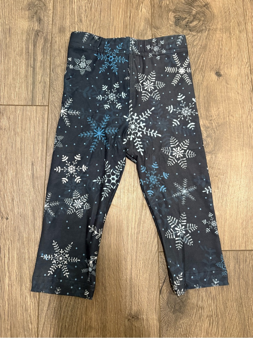Girls' Navy Snowflake Print Leggings